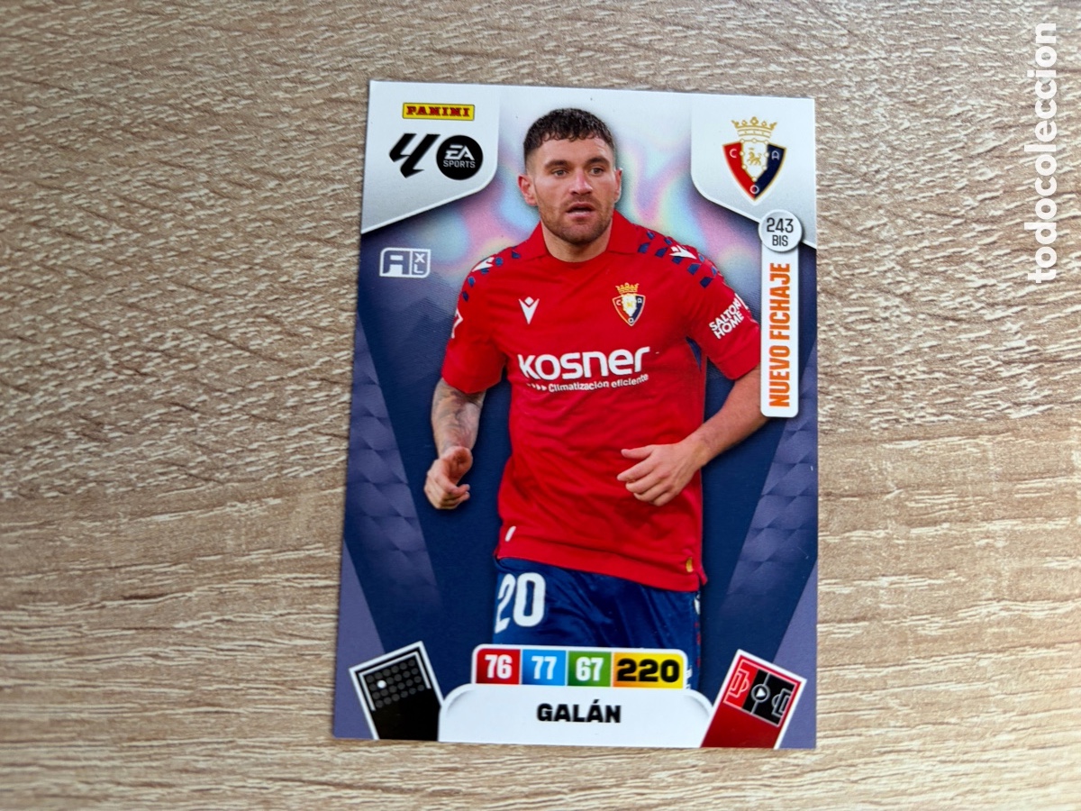 Cromos de f&uacute;tbol: 243 BIS GAL&Aacute;N NUEVO FICHAJE ADRENALYN XL PANINI LIGA 2025 2026 25 26 CA OSASUNA
