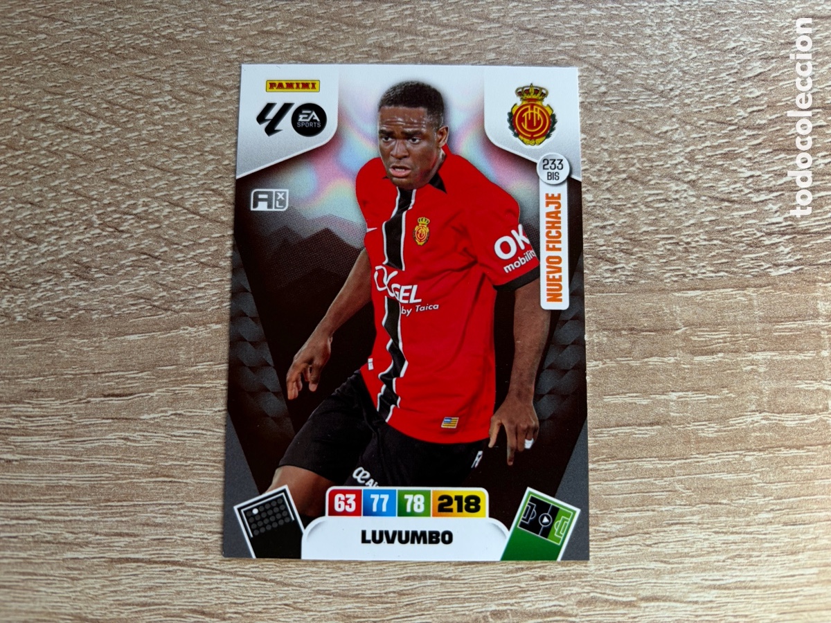 Cromos de f&uacute;tbol: 233 BIS LUVUMBO NUEVO FICHAJE ADRENALYN XL PANINI LIGA 2025 2026 25 26 RCD MALLORCA