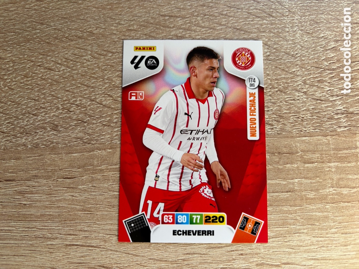 Cromos de f&uacute;tbol: 174 BIS ECHEVERRI NUEVO FICHAJE ADRENALYN XL PANINI LIGA 2025 2026 25 26 GIRONA FC