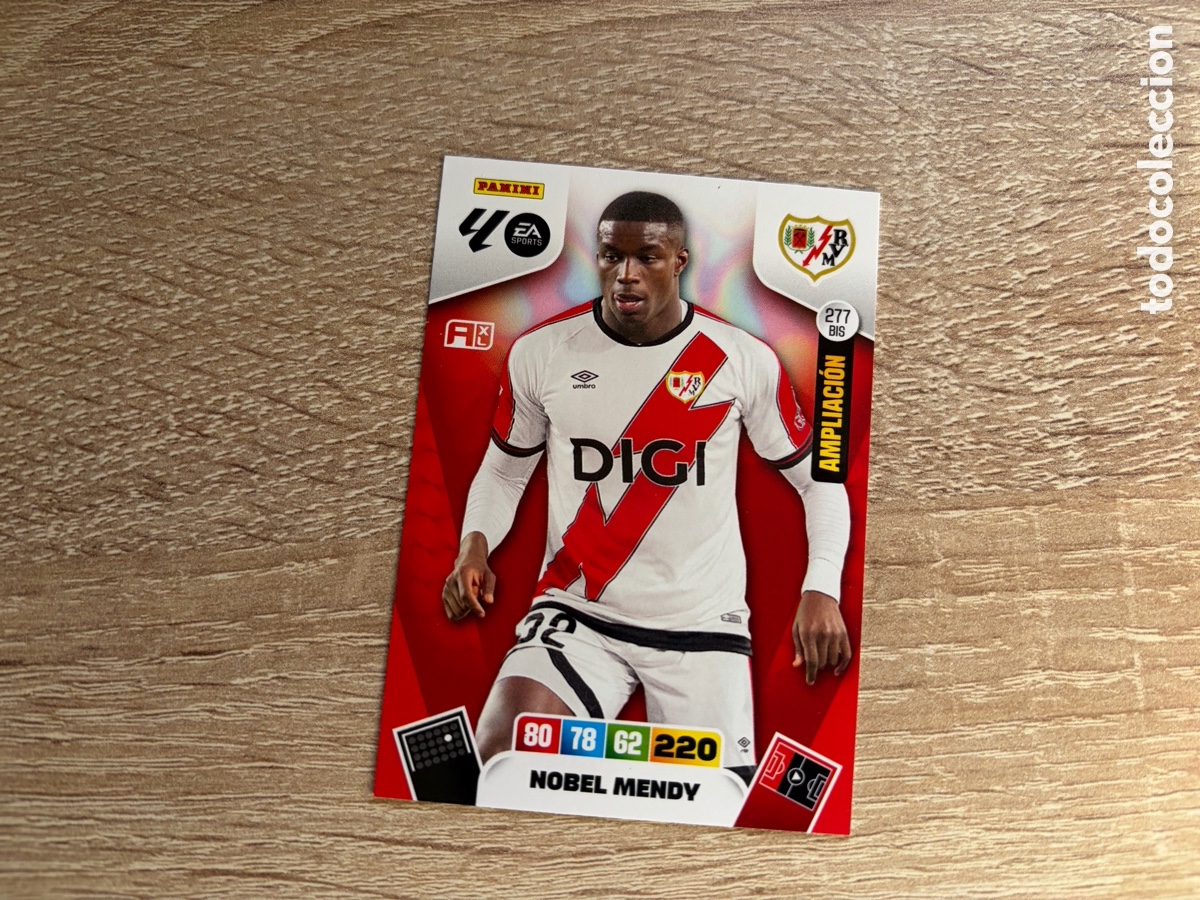 Cromos de f&uacute;tbol: 277 BIS NOBEL MENDY AMPLIACI&Oacute;N ADRENALYN XL PANINI LIGA 2025 2026 25 26 RAYO VALLECANO