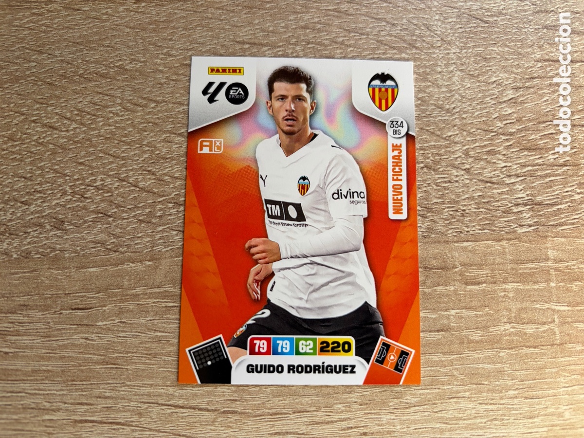 Cromos de f&uacute;tbol: 334 BIS GUIDO RODR&Iacute;GUEZ NUEVO FICHAJE ADRENALYN XL PANINI LIGA 2025 2026 25 26 VALENCIA CF