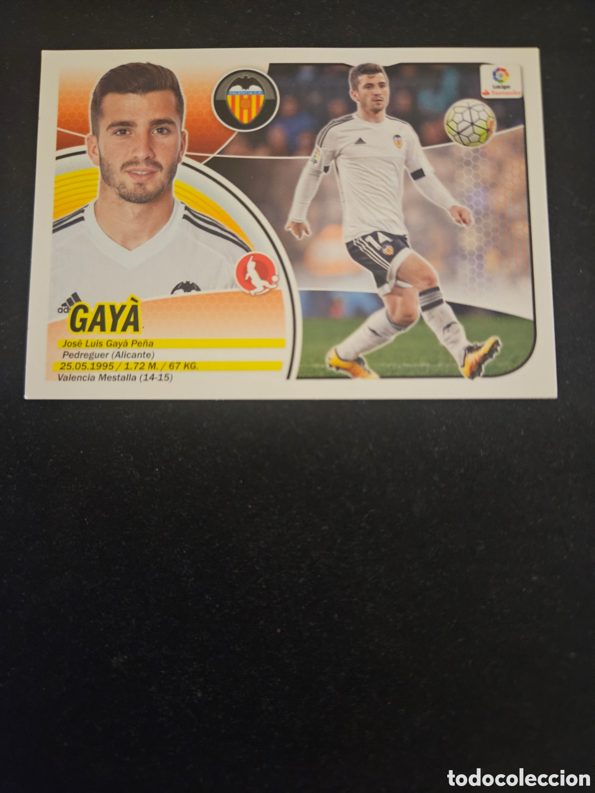 Cromos de f&uacute;tbol: GAY&Agrave; N&ordm; 7 VALENCIA CF &ndash; LIGA ESTE 2016-17 PANINI 1/2