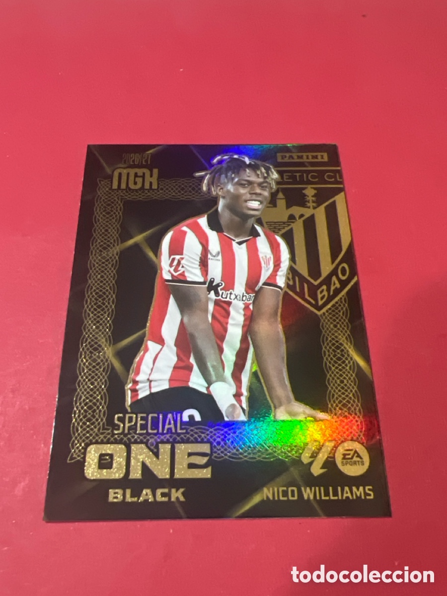 Cromos de f&uacute;tbol: A1099. Nico Williams Megacracks 26 27 Special One Black Athletic Club 2026 2027 Paralela