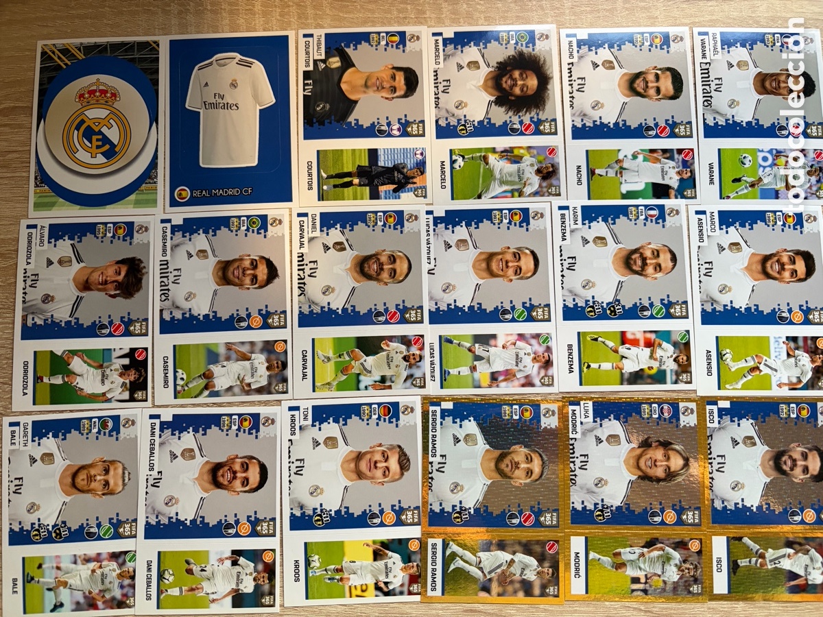 Cromos de f&uacute;tbol: REAL MADRID CF LOTE COMPLETO STICKERS PEGATINAS FIFA 365 PANINI 2019
