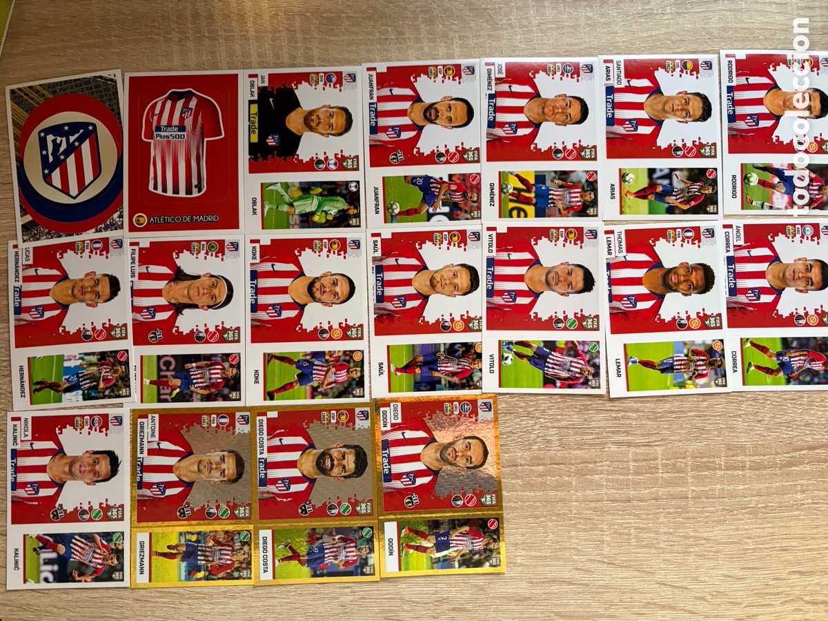 Cromos de f&uacute;tbol: ATL&Eacute;TICO DE MADRID LOTE COMPLETO STICKERS PEGATINAS FIFA 365 PANINI 2019
