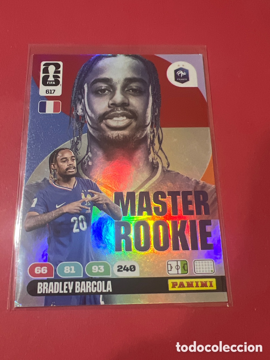 Cromos de f&uacute;tbol: A1104. Barcola Francia MASTER ROOKIE Adrenalyn XL Mundial 2026 # 617
