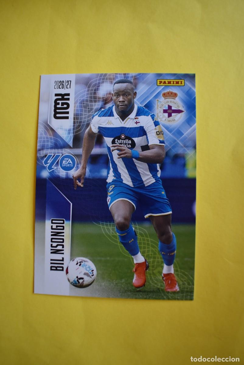 Cromos de f&uacute;tbol: Cromo La Liga. Megacracks. 2026 2027. 26 27. Bil Nsongo. Deportivo. N. &ordm; 144. Panini