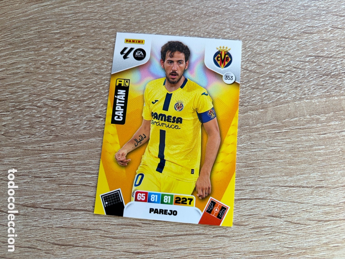 Cromos de f&uacute;tbol: 353 PAREJO CAPIT&Aacute;N ADRENALYN XL PANINI LIGA 2025 2026 25 26 VILLARREAL CF