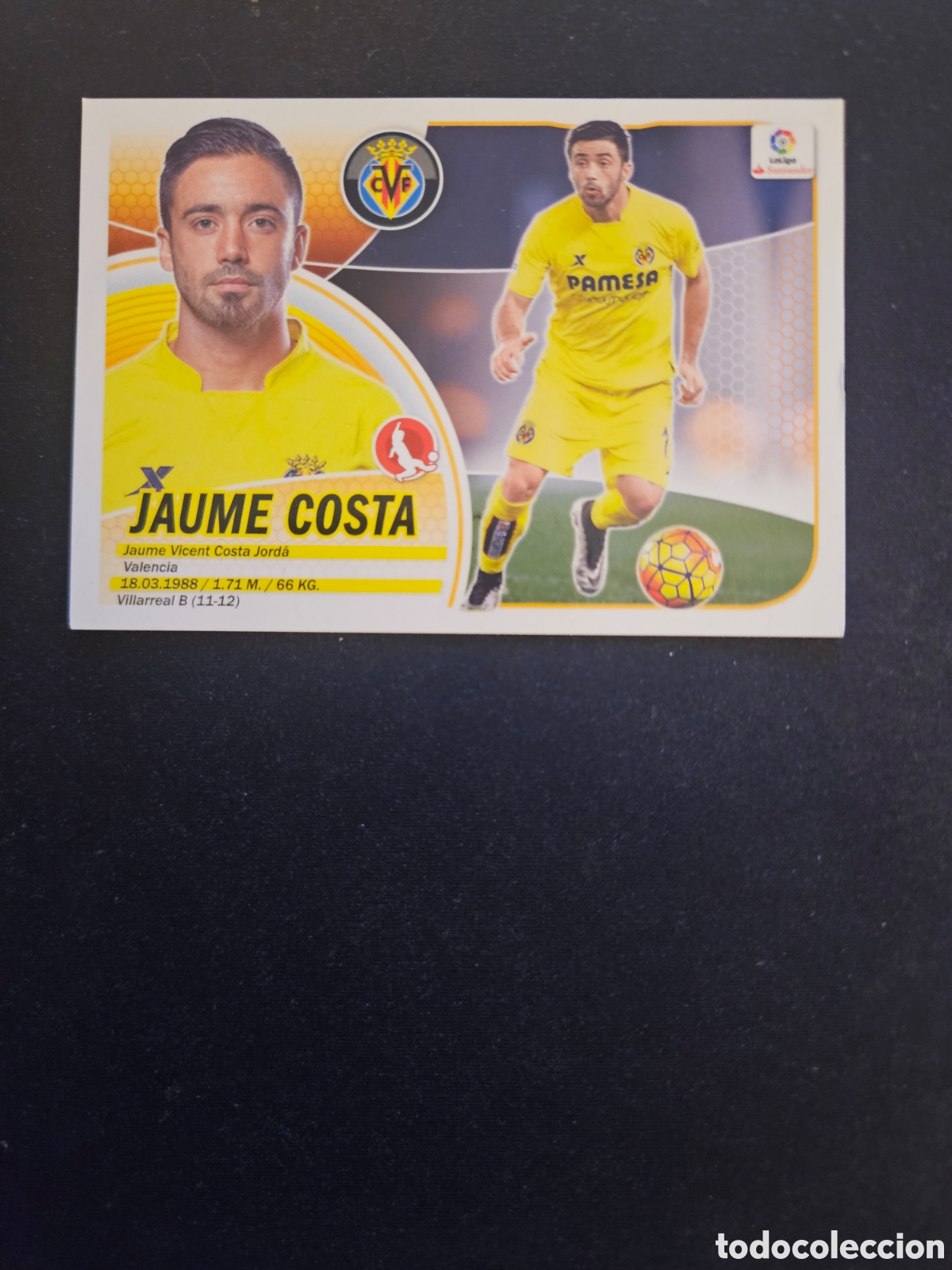 Cromos de Futebol: JAUME COSTA N&ordm; 7A VILLARREAL CF &ndash; LIGA ESTE 2016-17 PANINI 1/2