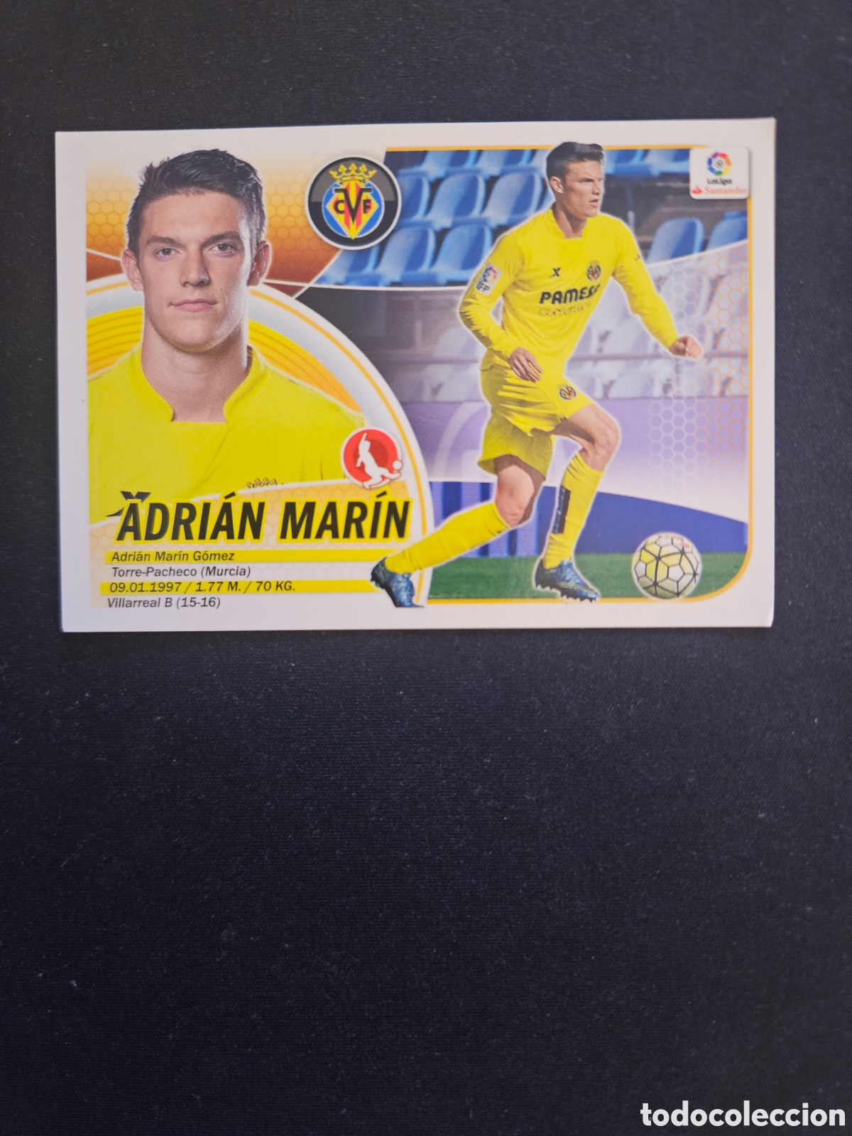 Cromos de f&uacute;tbol: ADRI&Aacute;N MAR&Iacute;N N&ordm; 7B VILLARREAL CF &ndash; LIGA ESTE 2016-17 PANINI 1/2