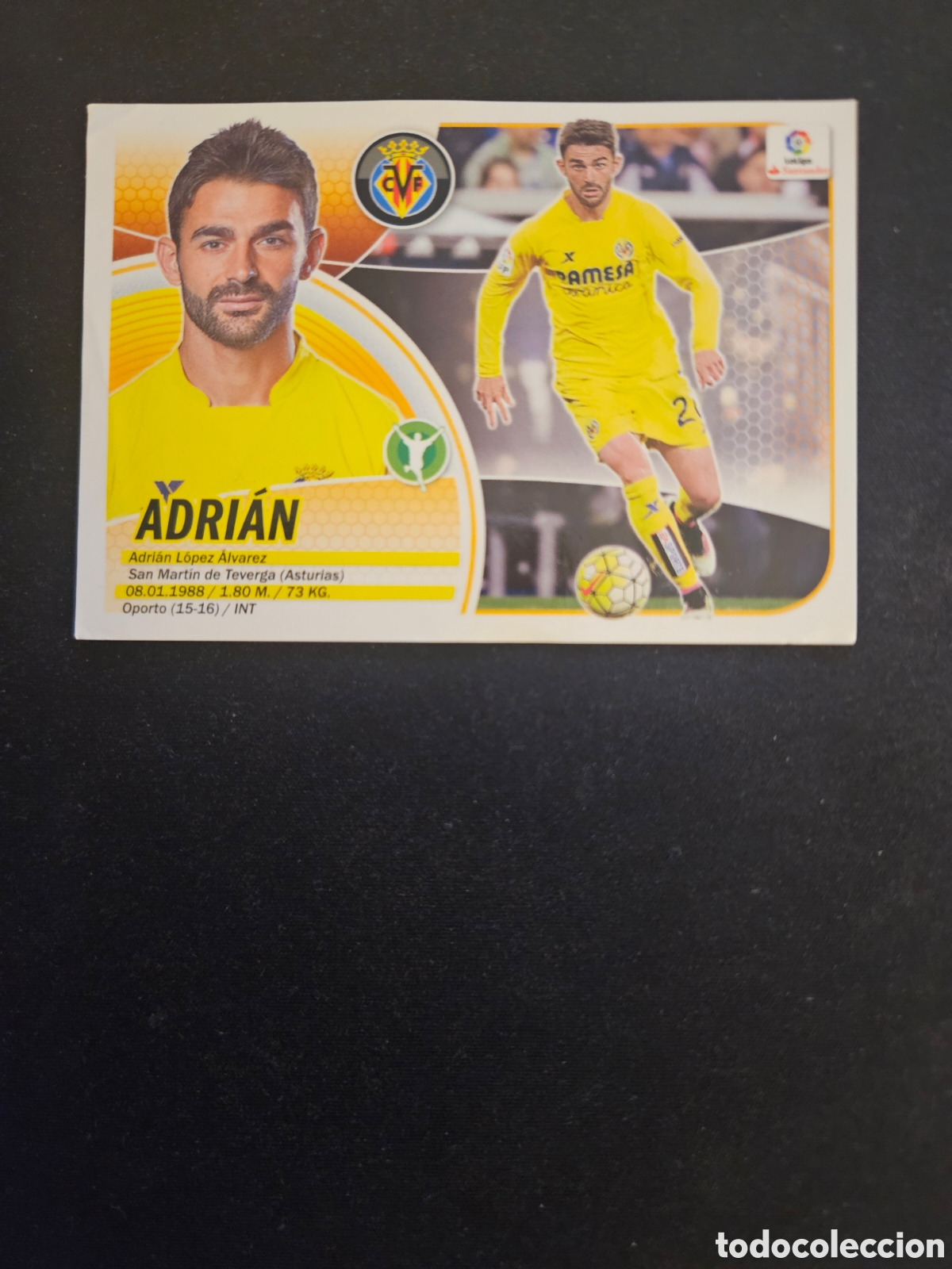 Cromos de f&uacute;tbol: ADRI&Aacute;N N&ordm; 14 VILLARREAL CF &ndash; LIGA ESTE 2016-17 PANINI