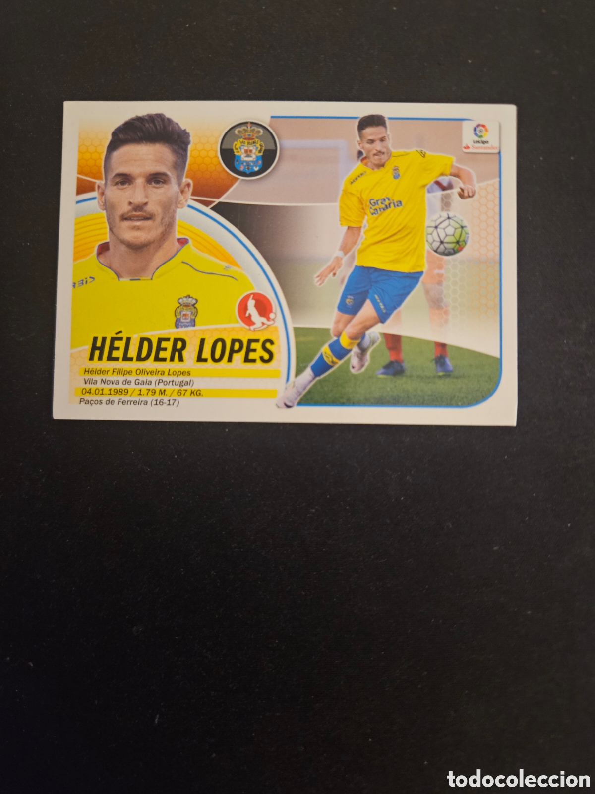 Cromos de f&uacute;tbol: H&Eacute;LDER LOPES N&ordm; 9 &Uacute;LTIMOS FICHAJES LAS PALMAS &ndash; LIGA ESTE 2016-17 PANINI