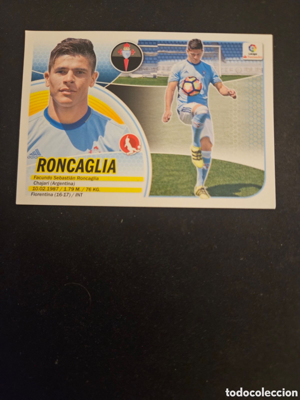 Cromos de f&uacute;tbol: RONCAGLIA N&ordm; 16 &Uacute;LTIMOS FICHAJES CELTA &ndash; LIGA ESTE 2016-17 PANINI