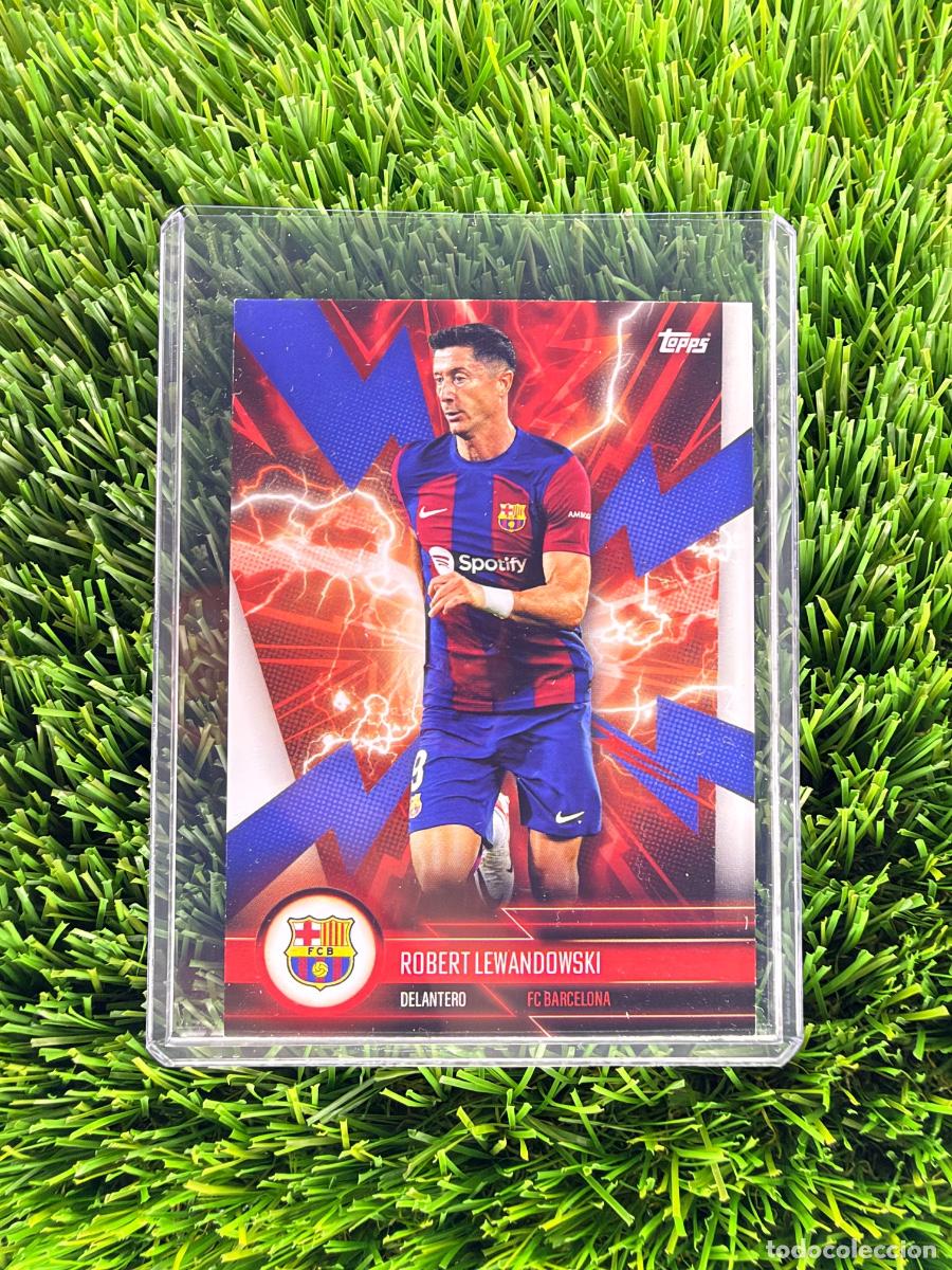 Cromos de f&uacute;tbol: N&ordm; BARE-4 Robert Lewandowski Super Electric Topps FC Barcelona Fan Set 23 24
