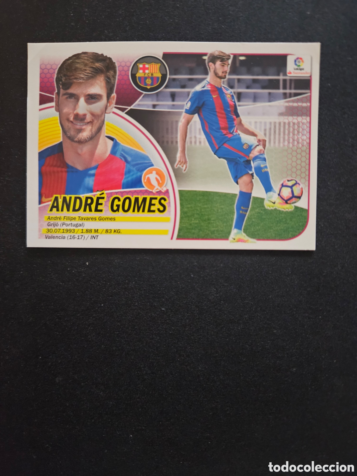 Cromos de f&uacute;tbol: ANDR&Eacute; GOMES N&ordm; 24 &Uacute;LTIMOS FICHAJES FC BARCELONA &ndash; LIGA ESTE 2016-17 PANINI