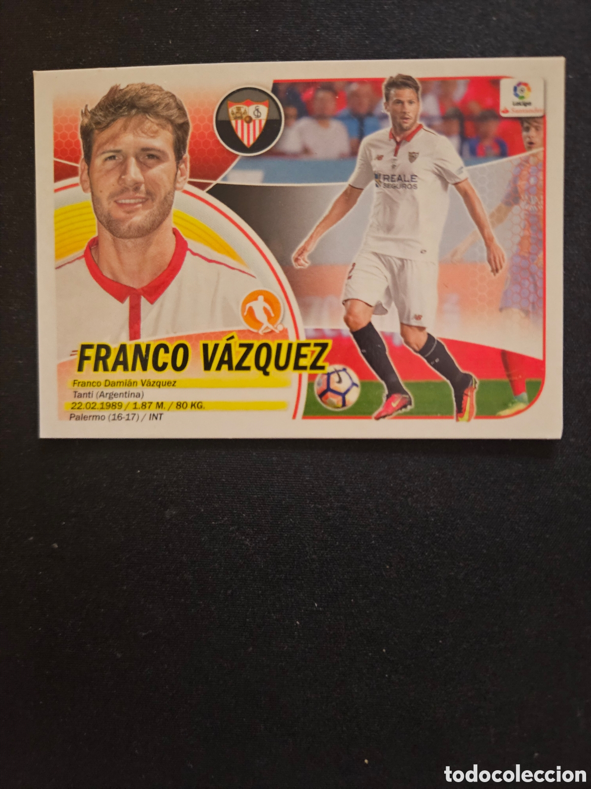 Cromos de f&uacute;tbol: FRANCO V&Aacute;ZQUEZ N&ordm; 39 &Uacute;LTIMOS FICHAJES SEVILLA FC &ndash; LIGA ESTE 2016-17 PANINI