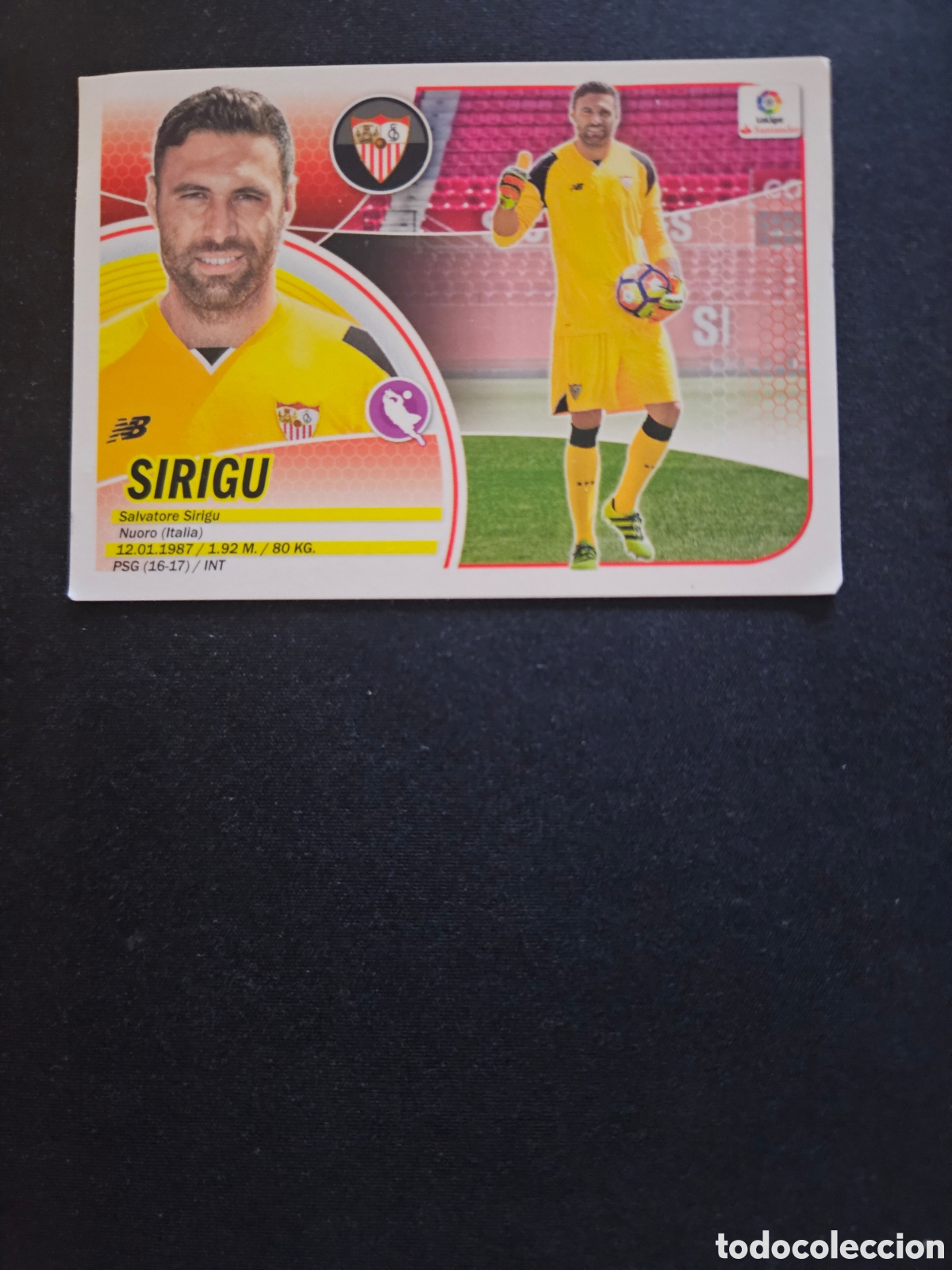 Cromos de f&uacute;tbol: SIRIGU N&ordm; 50 &Uacute;LTIMOS FICHAJES SEVILLA FC &ndash; LIGA ESTE 2016-17 PANINI