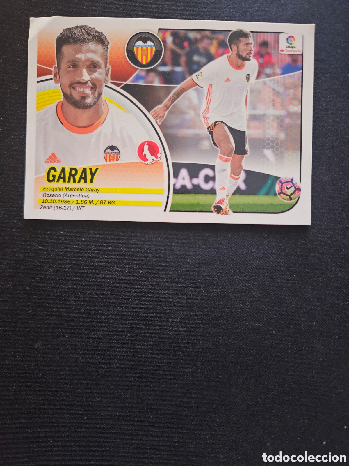 Cromos de f&uacute;tbol: GARAY N&ordm; 62 &Uacute;LTIMOS FICHAJES VALENCIA CF &ndash; LIGA ESTE 2016-17 PANINI