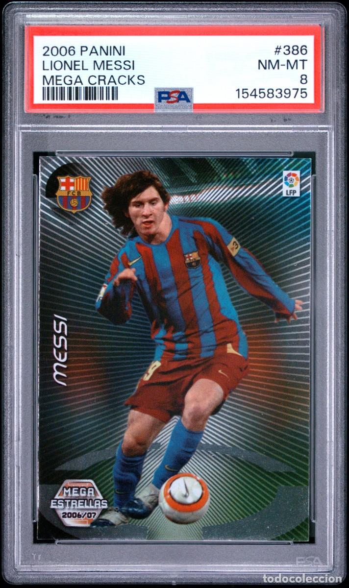 Cromos de f&uacute;tbol: Messi #386 FC Barcelona Panini Megacracks 2006 07 PSA 8