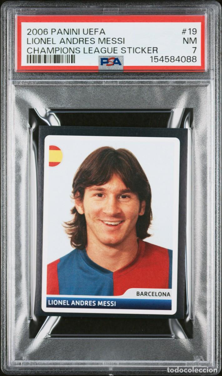 Cromos de f&uacute;tbol: Messi #19 FC Barcelona Panini Uefa Champions League Sticker 2006 07 PSA 7