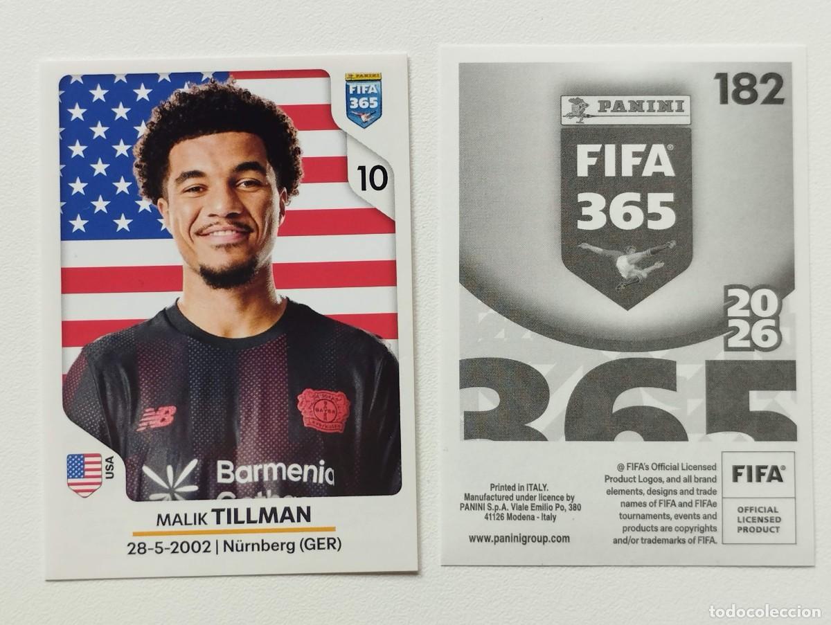 Cartes &agrave; collectionner de Football: CROMO STICKER PANINI FIFA 365 2026 MALIK TILLMAN 182 BAYER LEVERKUSEN