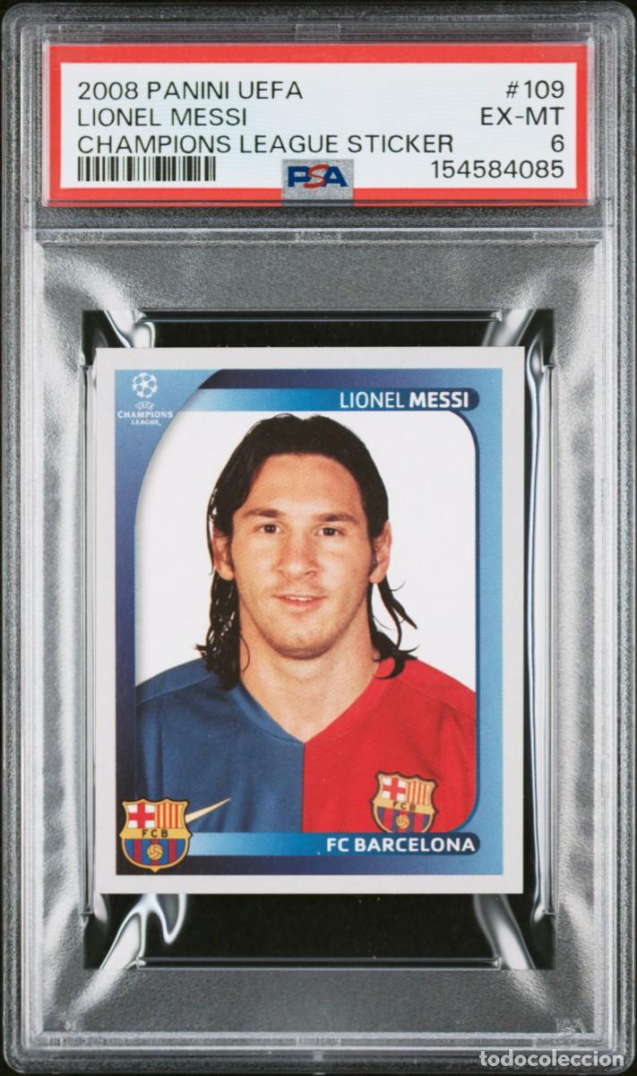 Cromos de f&uacute;tbol: Messi #109 FC Barcelona Panini Uefa Champions League Sticker 2008 09 PSA 6