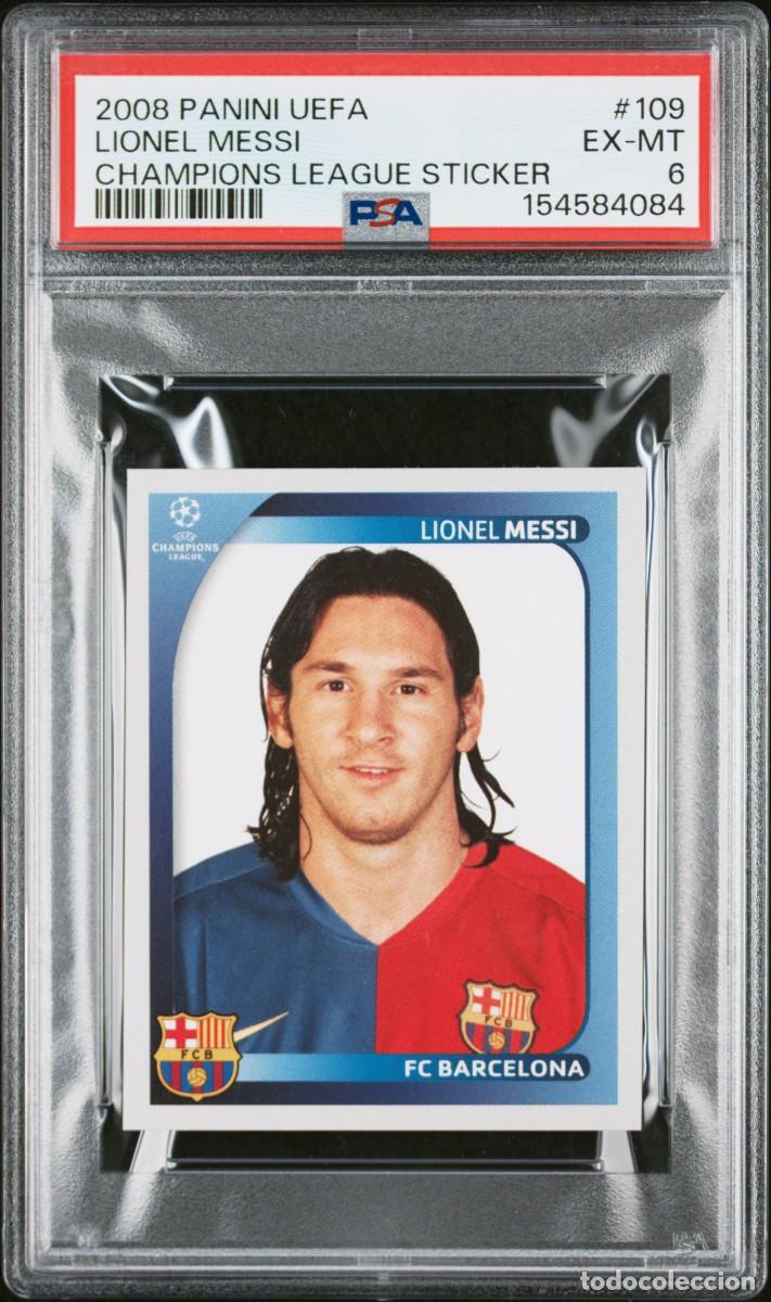 Cromos de f&uacute;tbol: Messi #109 FC Barcelona Panini Uefa Champions League Sticker 2008 09 PSA 6