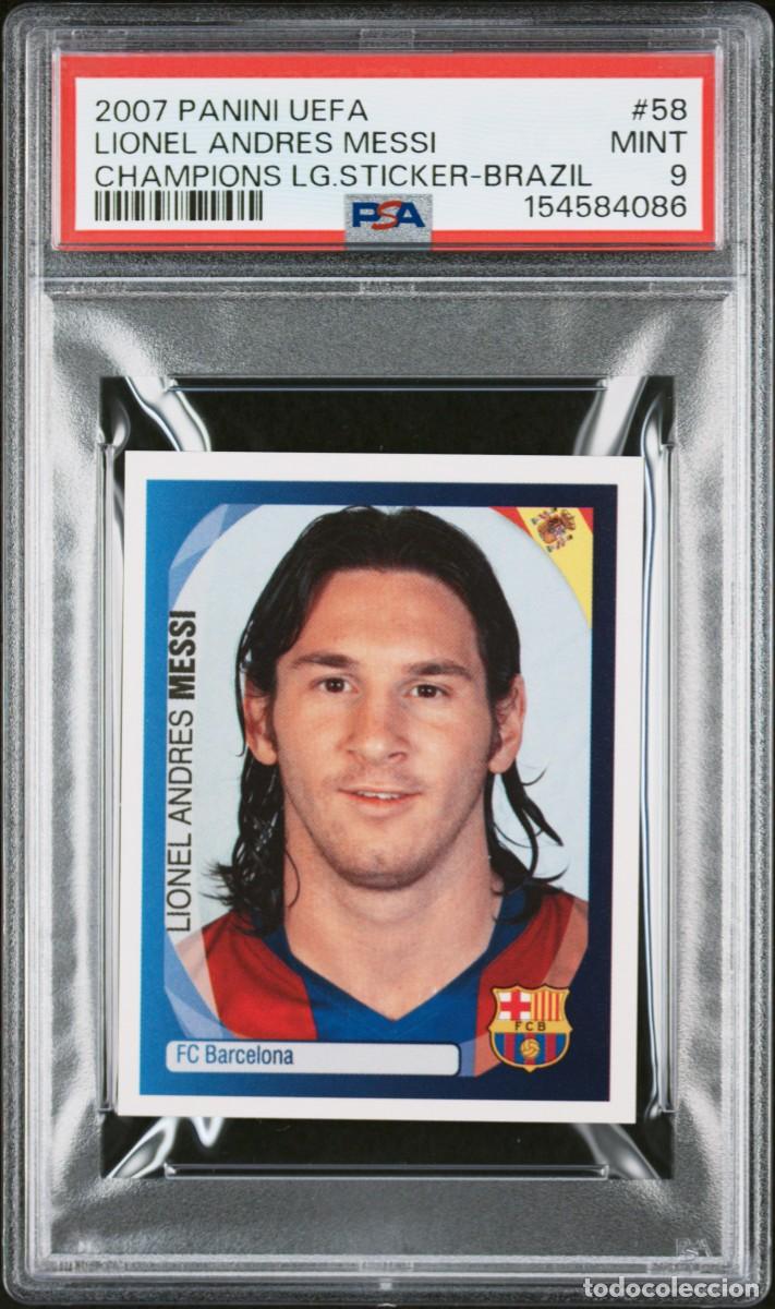 Cromos de f&uacute;tbol: Messi #58 FC Barcelona Panini Uefa Champions League Sticker Brazil 2007 08 PSA 9