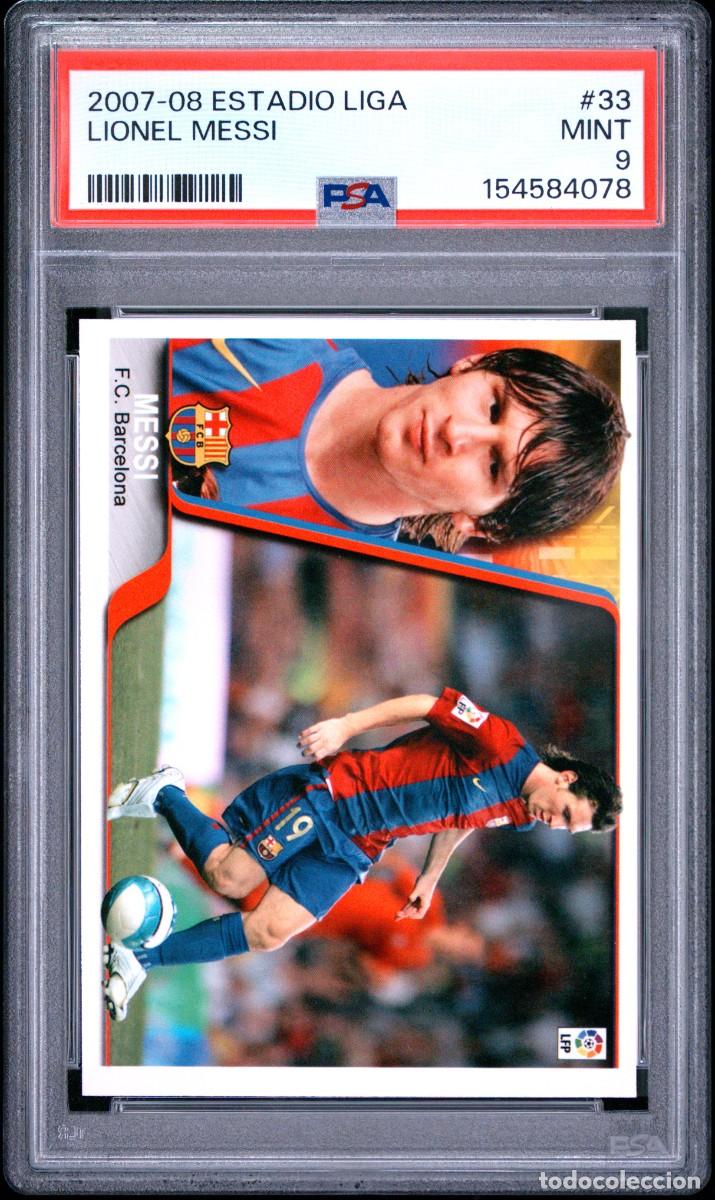 Cromos de f&uacute;tbol: Messi #33 FC Barcelona Panini Estadio Liga 2007 08 PSA 9