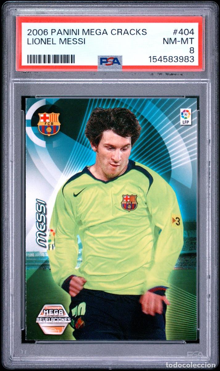 Cromos de f&uacute;tbol: Messi #404 FC Barcelona Panini Megacracks 2006 07 PSA 8
