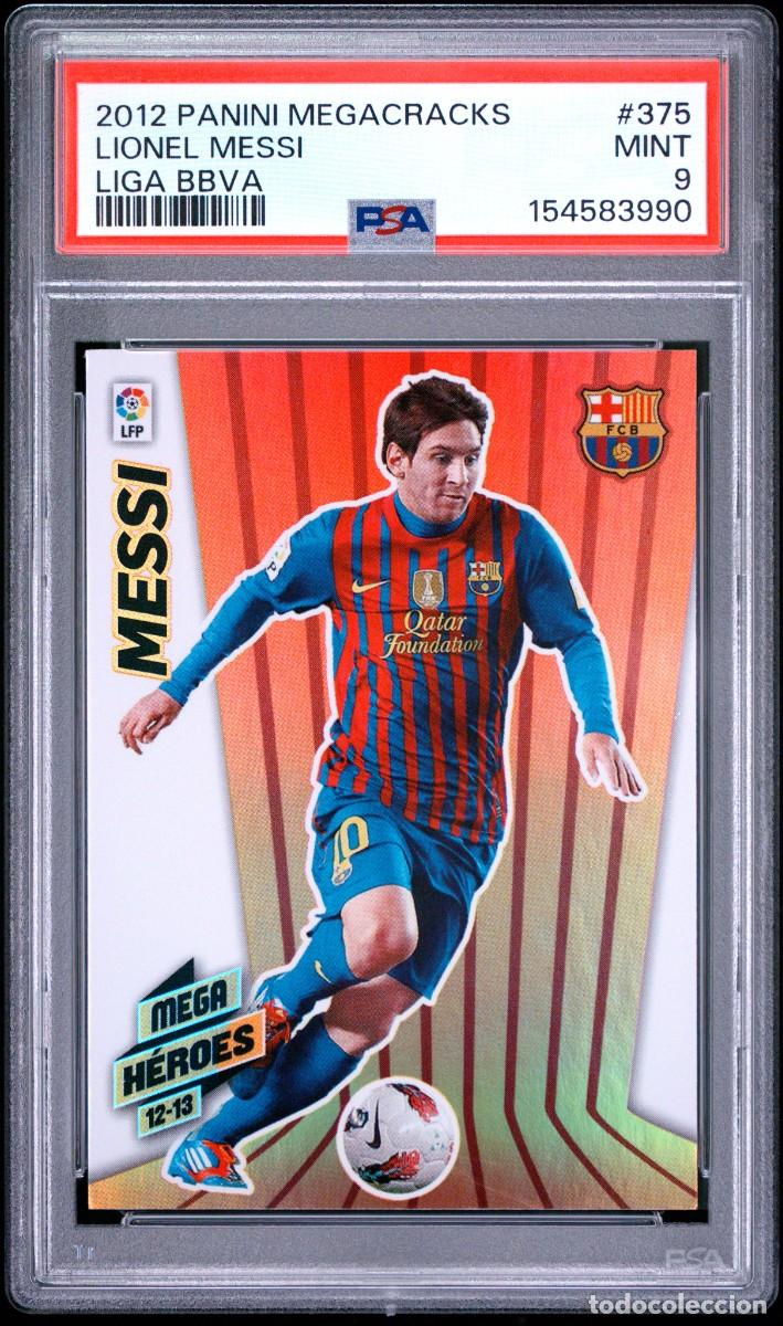 Cromos de f&uacute;tbol: Lionel Messi #375 FC Barcelona Panini Megacracks 2012 2013 PSA 9