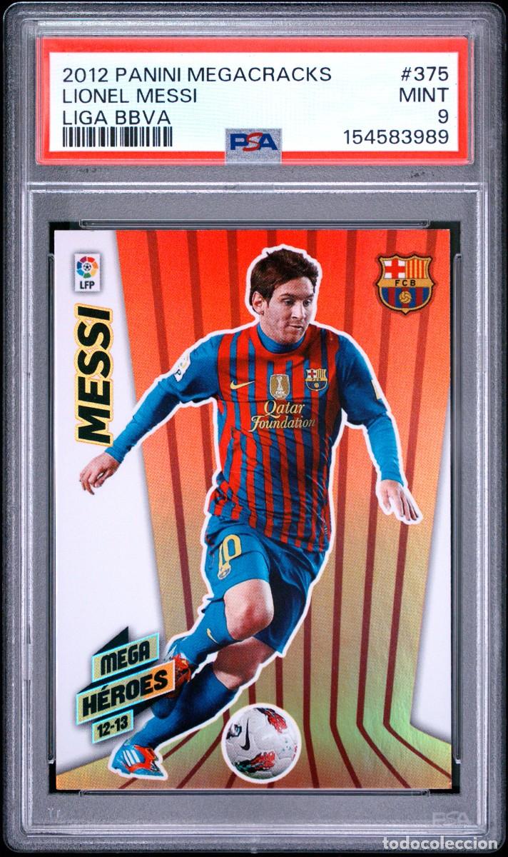 Cromos de f&uacute;tbol: Lionel Messi #375 FC Barcelona Panini Megacracks 2012 2013 PSA 9