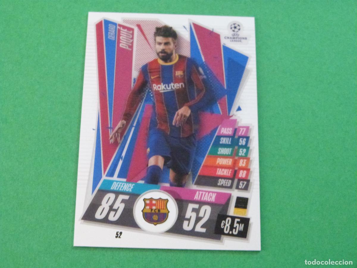 Fu&szlig;ball-Sticker: TRADING CARD FUTBOL PIQUE F.C. BARCELONA N&ordm; 52 CHROME CHAMPIONS LEAGUE MATCH ATTAX 2020-2021/20-21