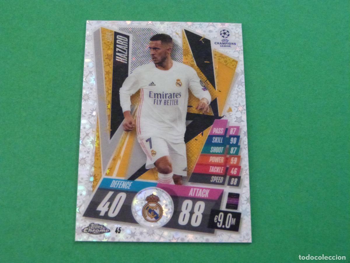 Cromos de f&uacute;tbol: TRADING CARD FUTBOL HAZARD REAL MADRID 45 CHROME STAR CHAMPIONS LEAGUE MATCH ATTAX 2020-2021/20-21