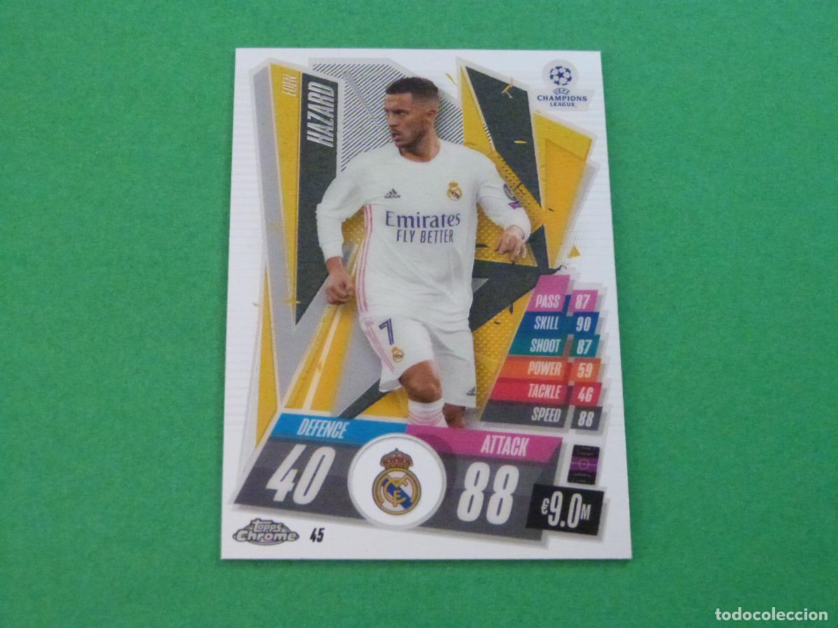 Cromos de f&uacute;tbol: TRADING CARD FUTBOL HAZARD REAL MADRID N&ordm; 45 CHROME CHAMPIONS LEAGUE MATCH ATTAX 2020-2021/20-21