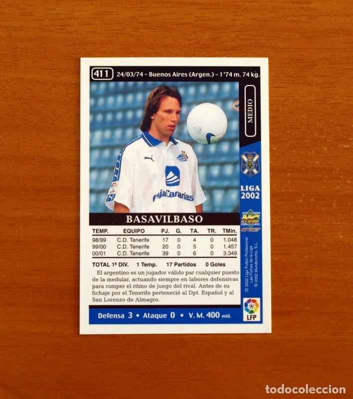 Cromos de f&uacute;tbol: Tenerife - N&ordm; 411 Basavilbaso - Mundicromo Las Fichas de la Liga 2001-2002, 01-02
