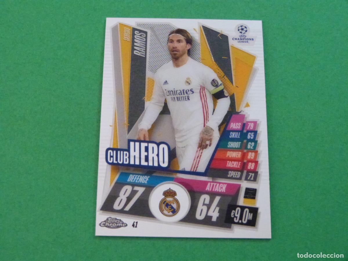 Cromos de f&uacute;tbol: TRADING CARD FUTBOL SERGIO RAMOS REAL MADRID 41 CHROME CHAMPIONS LEAGUE MATCH ATTAX 2020-2021/20-21