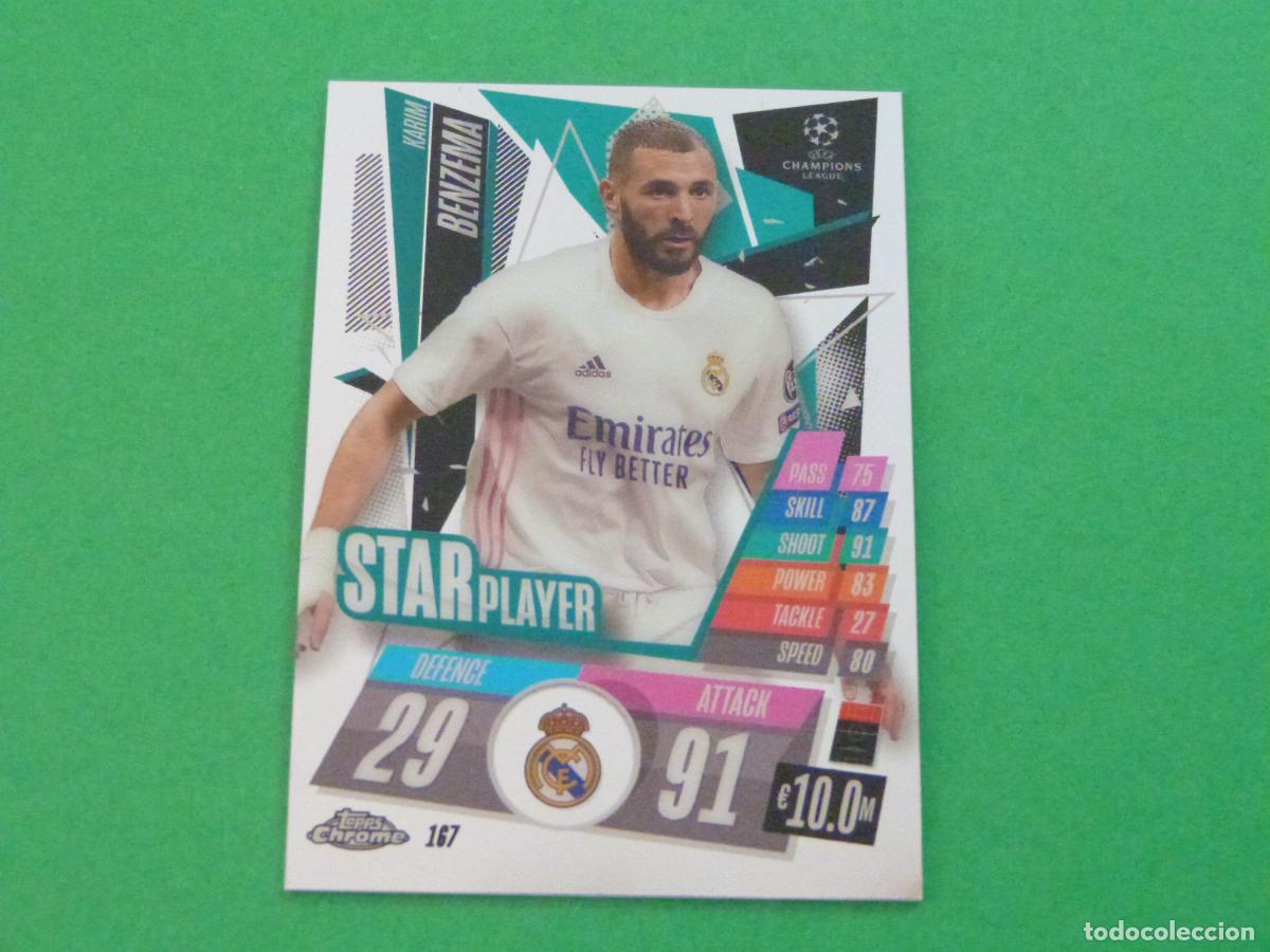 Cromos de f&uacute;tbol: TRADING CARD FUTBOL BENZEMA REAL MADRID C.F. 167 CHROME CHAMPIONS LEAGUE MATCH ATTAX 2020-2021/20-21