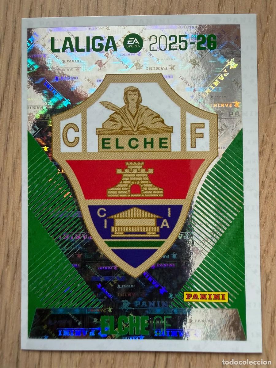 Cromos de f&uacute;tbol: 1 ESCUDO ELCHE 25 26 2025 2026 LIGA EA SPORTS COLECCIONES ESTE SIN PEGAR STICKER