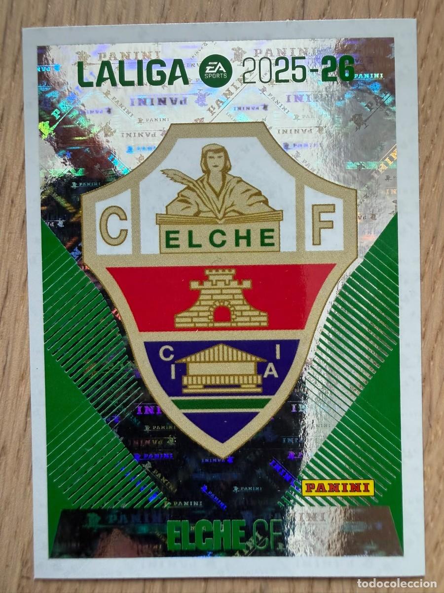 Cromos de f&uacute;tbol: 1 ESCUDO ELCHE 25 26 2025 2026 LIGA EA SPORTS COLECCIONES ESTE SIN PEGAR STICKER