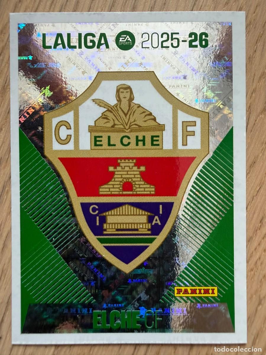 Cromos de f&uacute;tbol: 1 ESCUDO ELCHE 25 26 2025 2026 LIGA EA SPORTS COLECCIONES ESTE SIN PEGAR STICKER