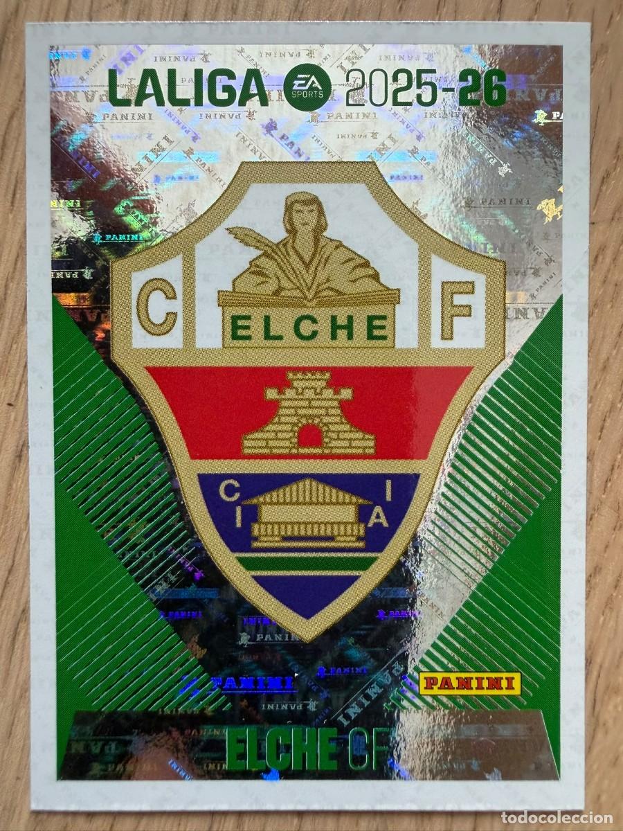 Cromos de f&uacute;tbol: 1 ESCUDO ELCHE 25 26 2025 2026 LIGA EA SPORTS COLECCIONES ESTE SIN PEGAR STICKER
