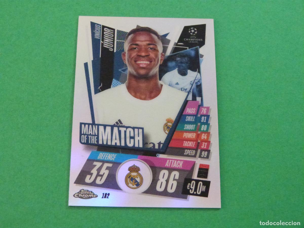 Cromos de f&uacute;tbol: TRADING CARD FUTBOL VINICIUS REAL MADRID CF 182 CHROME CHAMPIONS LEAGUE MATCH ATTAX 2020-2021/20-21