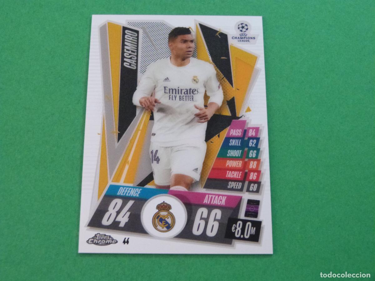 Cromos de f&uacute;tbol: TRADING CARD FUTBOL CASEMIRO REAL MADRID C.F. 44 CHROME CHAMPIONS LEAGUE MATCH ATTAX 2020-2021/20-21