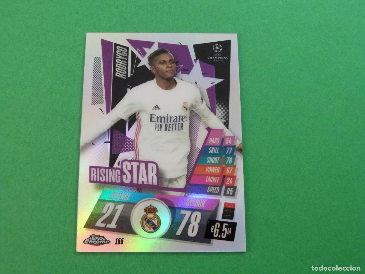 Cromos de f&uacute;tbol: TRADING CARD FUTBOL RODRYGO REAL MADRID CF N 155 CHROME CHAMPIONS LEAGUE MATCH ATTAX 2020-2021/20-21