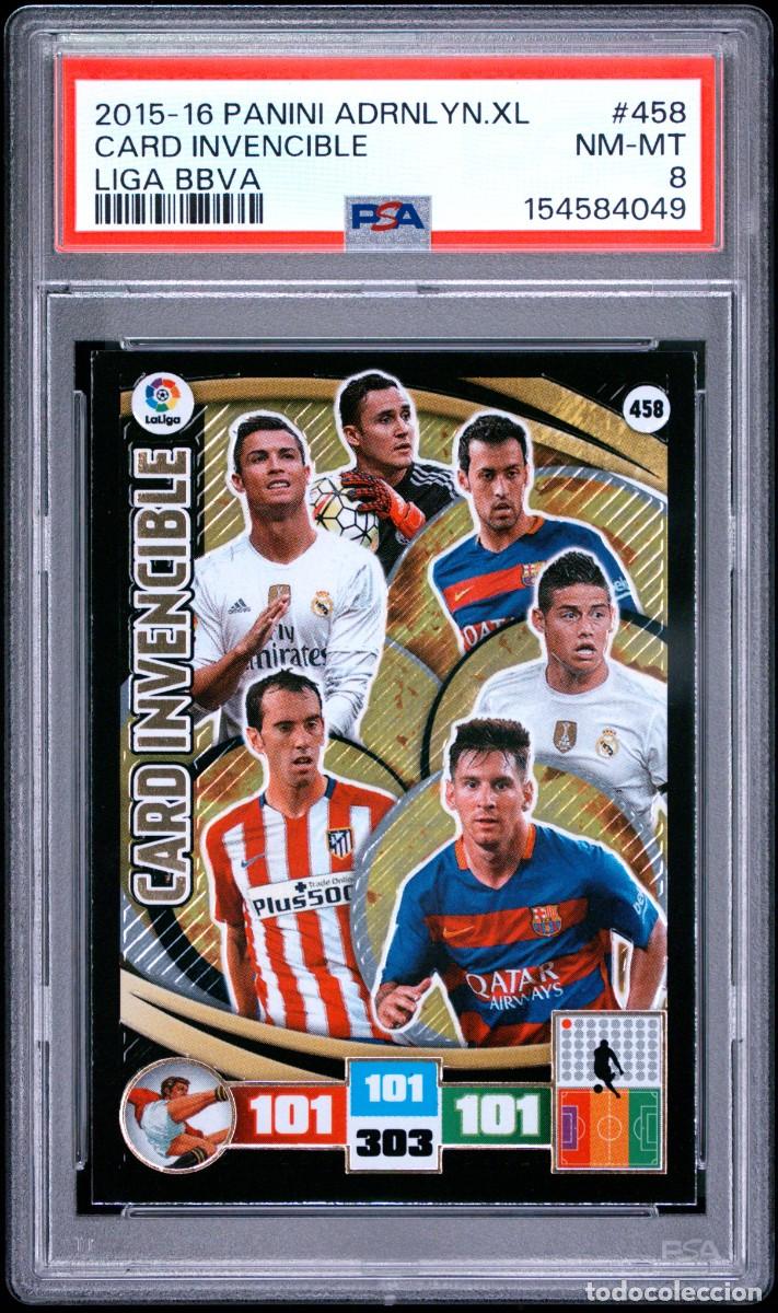 Cromos de f&uacute;tbol: Messi Crsitiano #458 Card Invencible Panini Adrenalyn 2015 16 Psa 8 Low Pop