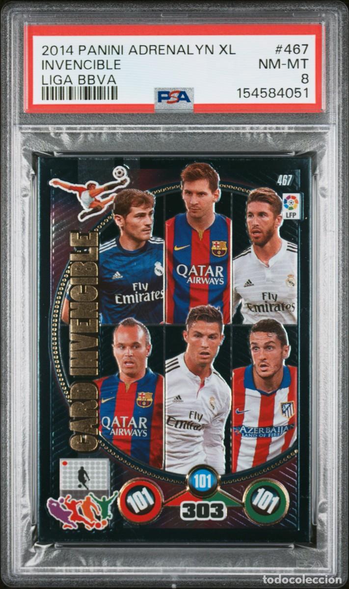 Cromos de f&uacute;tbol: Messi Crsitiano #467 Card Invencible Panini Adrenalyn 2014 15 Psa 8 Low Pop