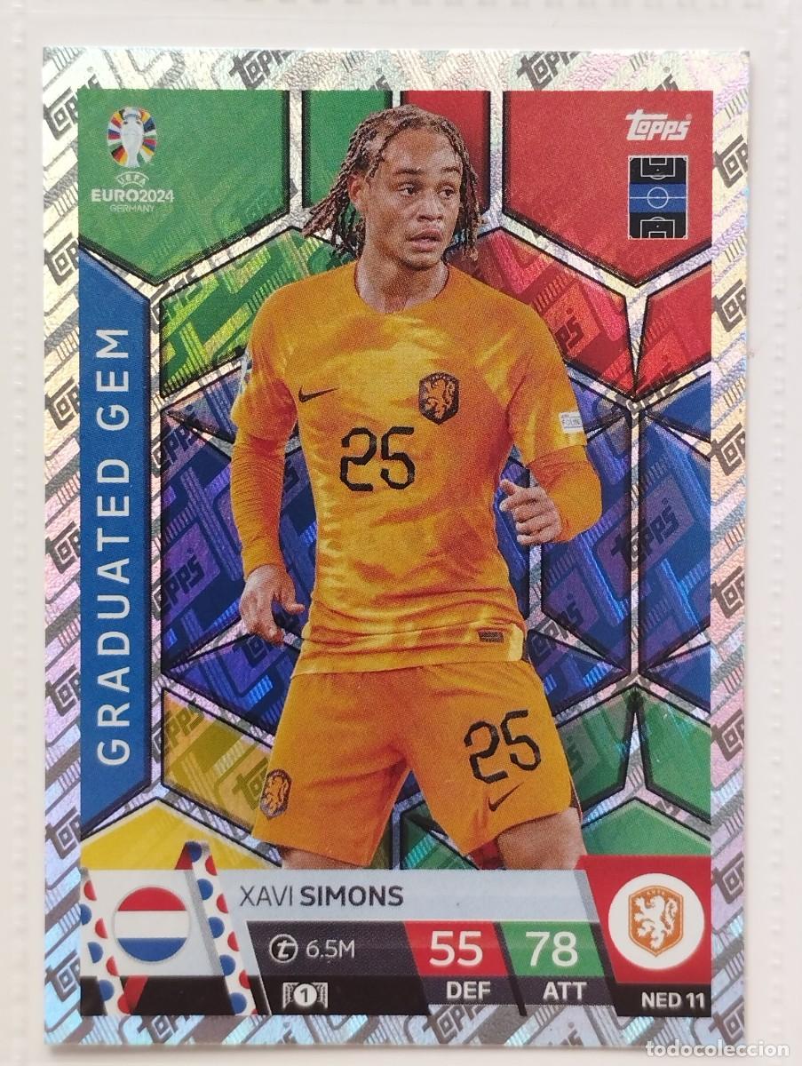 Figurine di Calcio: CROMO CARD EURO 24 EUROCOPA 2024 TOPPS MATCH ATTAX XAVI SIMONS GRADUATED NED11 PAISES BAJOS HOLANDA