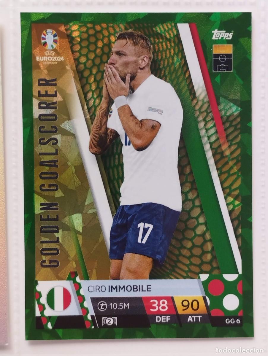 Figurine di Calcio: CROMO CARD EURO 24 EUROCOPA 2024 TOPPS MATCH ATTAX CIRO IMMOBILE GG6 VERDE PARALELA ITALIA