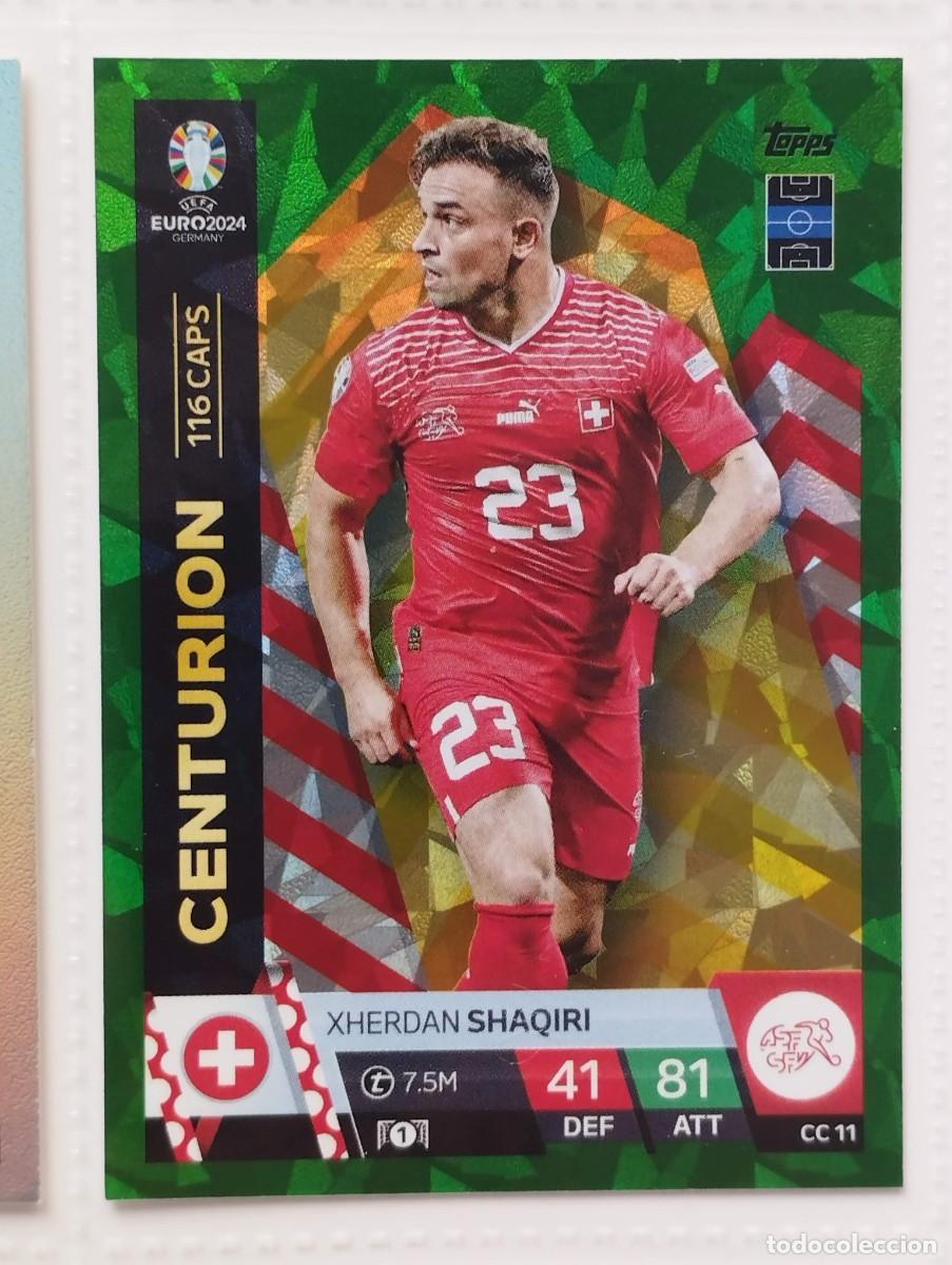 Figurine di Calcio: CROMO CARD EURO 24 EUROCOPA 2024 TOPPS MATCH ATTAX SHAQIRI CC11 CC 11 SUIZA VERDE PARALELA